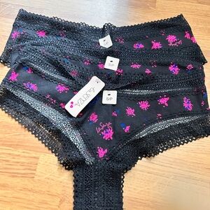 La SENZA Black and Pink Floral Lace Panties